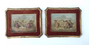 Gioco di putti - coppia dipinti olio su tela 